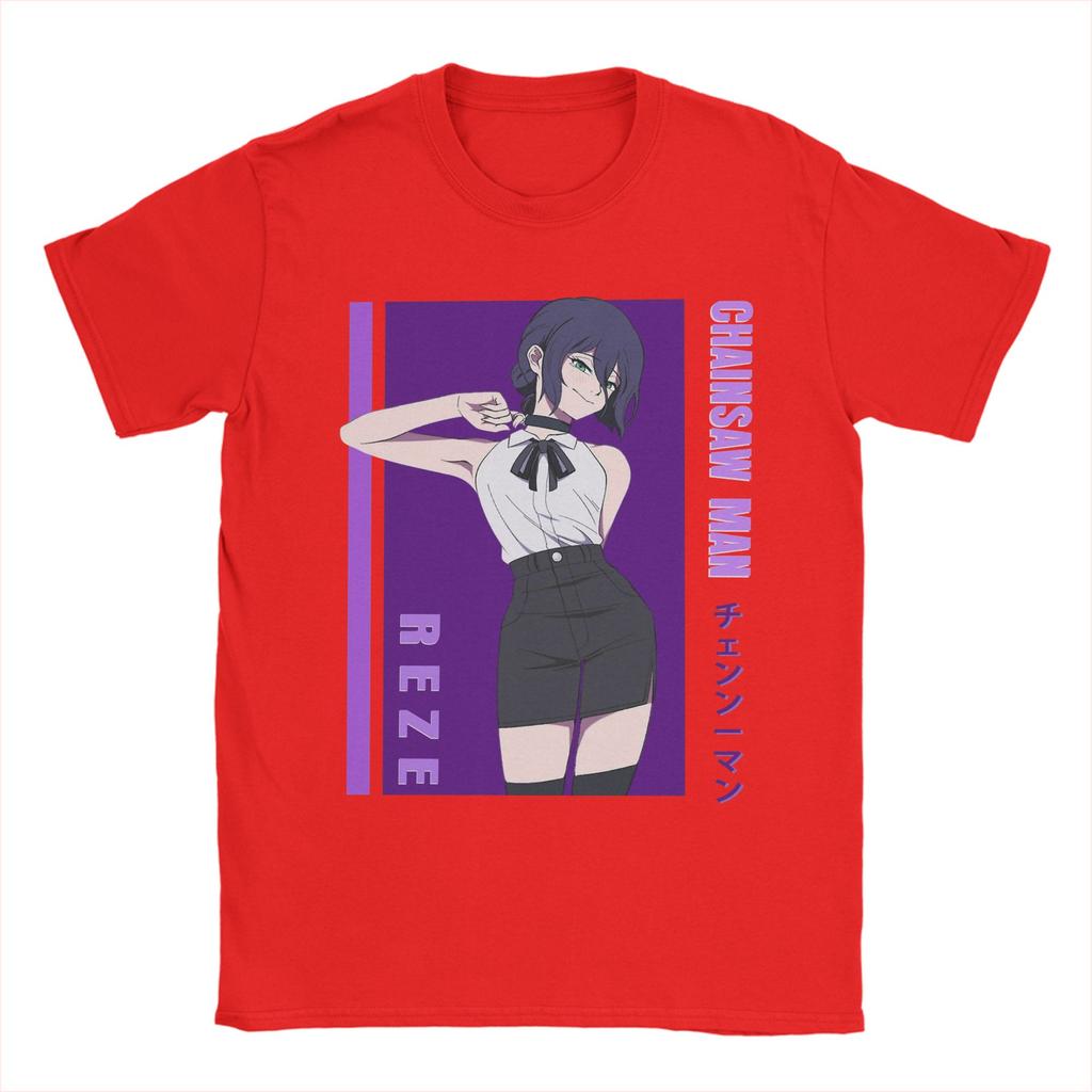 Oversized TShirt Chainsaw Man Reze Japanese Anime Cotton T Shirts Tee Shirt for Man Summer Y2K Casual Short Sleeve Top Tees