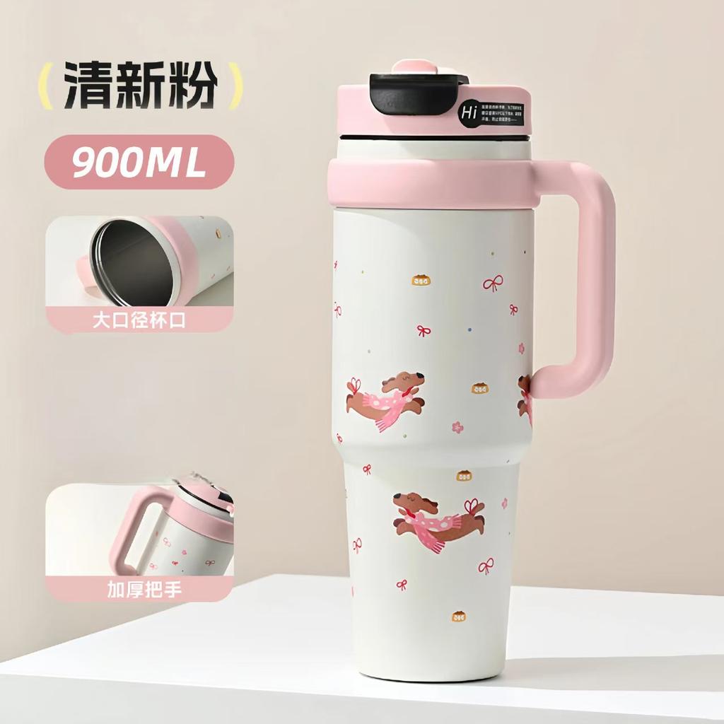Big Mac High-value Stainless Steel Ice Cup Men's and Women's Portable Large-capacity Water Cup Straw Cup Cartoon