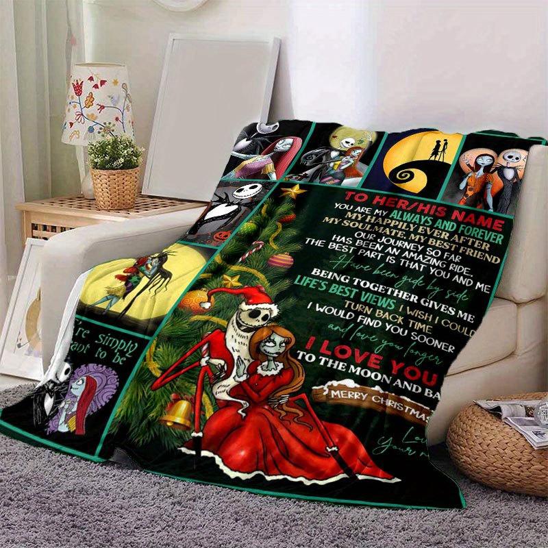 

1pc Jack Skellington Printing Flannel Blanket Ideal for Travel Sofa Beds and Home Decor Ideal Birthday or Holiday Gift Available for All Sea 100x150cm