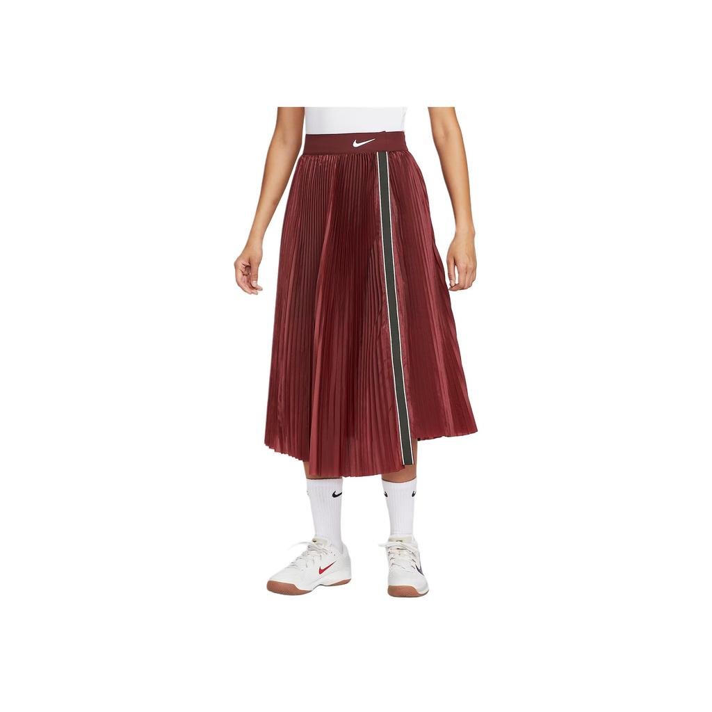 New Nike Court Slam SS25 Casual Long Skirt Women's Dark Team Red/White Color HF6443-619