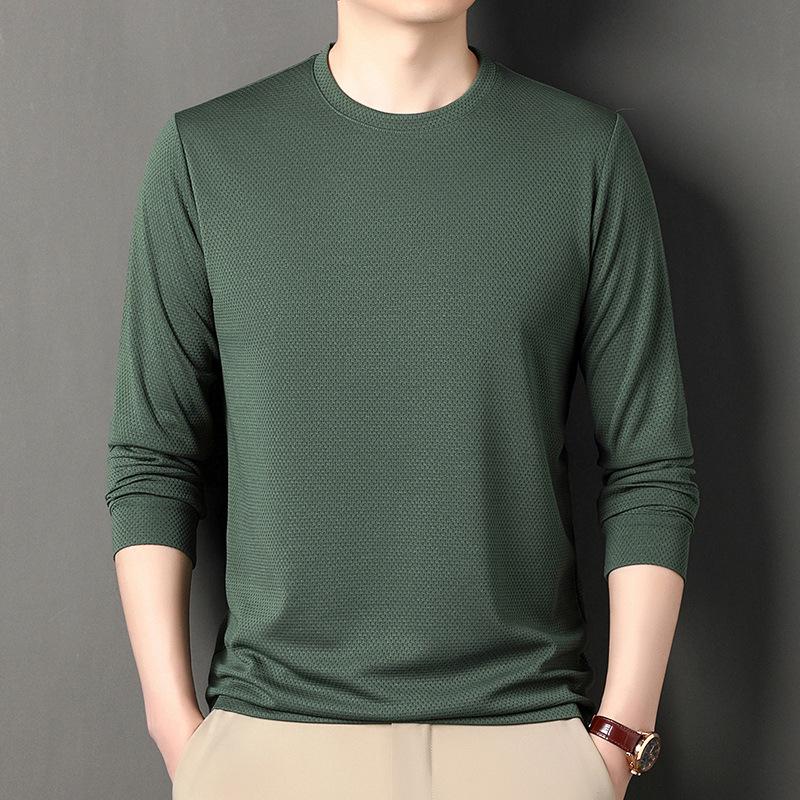 Men T-Shirt High Quality Polyester T Print Teenager Tops Bottoming Shirt Crew Neck Fashion Long Sleeve New