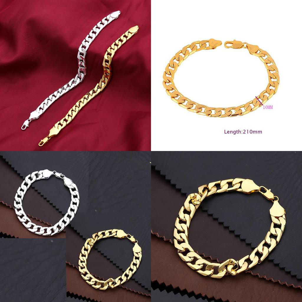 Classic Vintage Simple Flat Curb Cuban Chain Bracelet Punk Gothic Jewelry