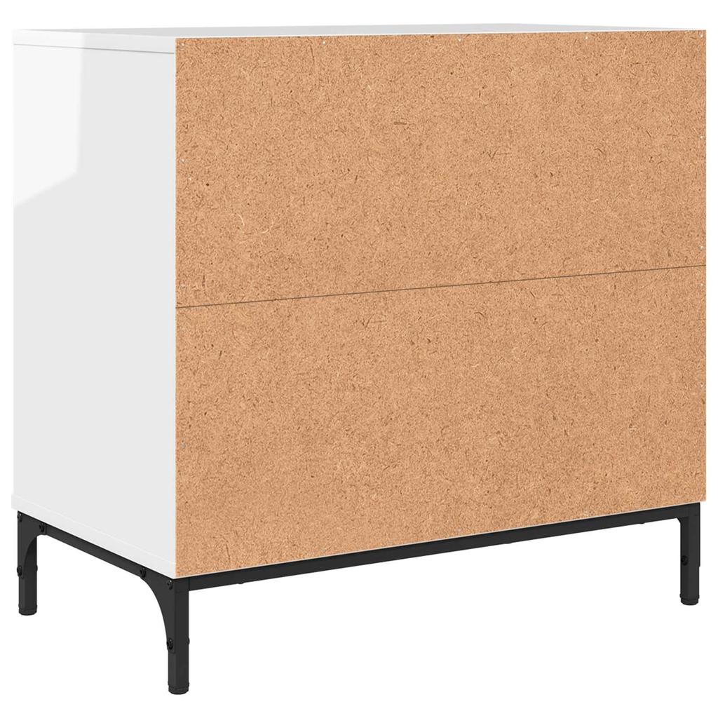 Nightstand High Gloss White 63.5 x 36 x 61 cm Engineered Wood