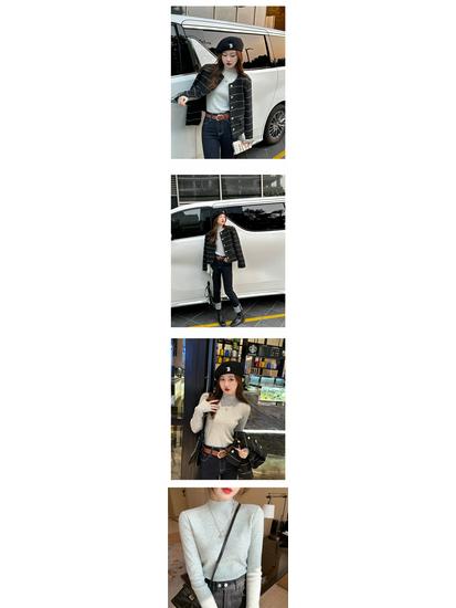 Women's Slim-Fit Solid Color Long-Sleeve Half-High Neck Sweater