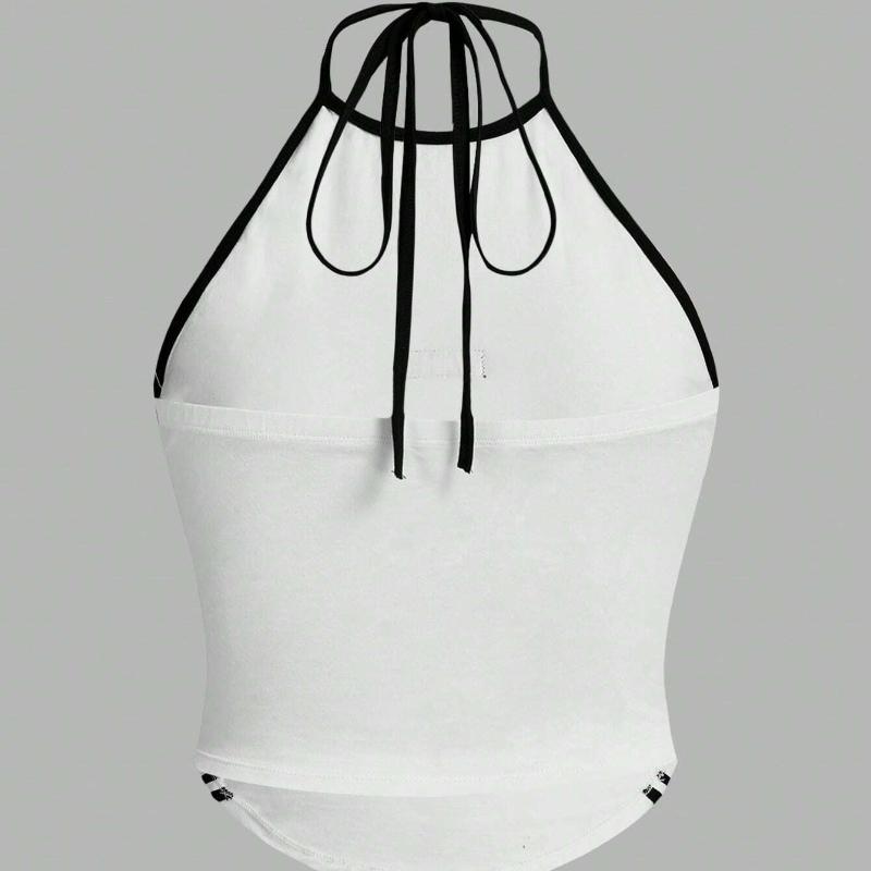 European and American Summer Simple Y2K Sexy Hanging Neck Strap Small Tank Top