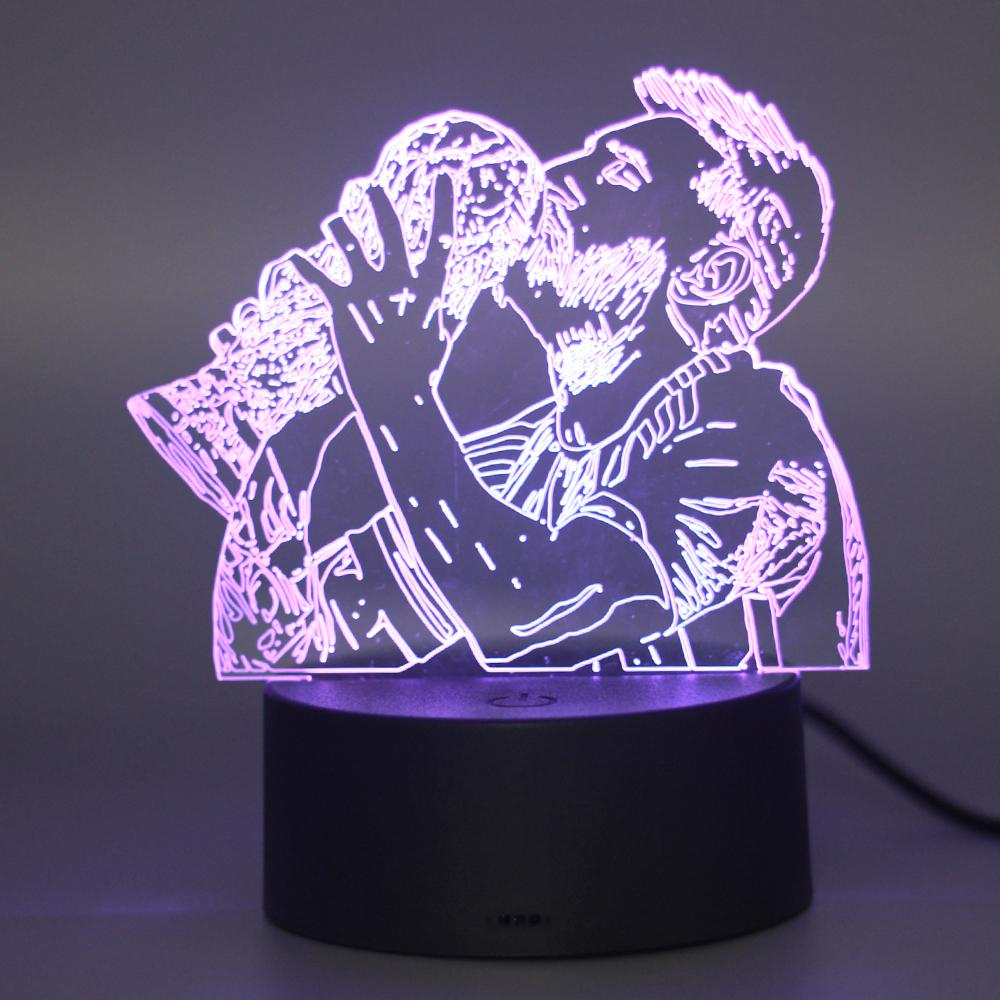 3D Illusion Night Light Messi 7 Color/16 Color Gradient Touch Switch Led Night Light Table Lamp (Crackle White)