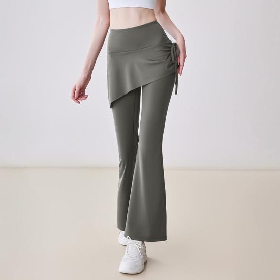 Dámské rozšířené jógové kalhoty s vysokým pasem, falešný dvoudílný design se stahovací šňůrkou, plisované omotávací kalhoty-sukně, kalhoty na kontrolu bříška, běžecké cvičební kalhoty