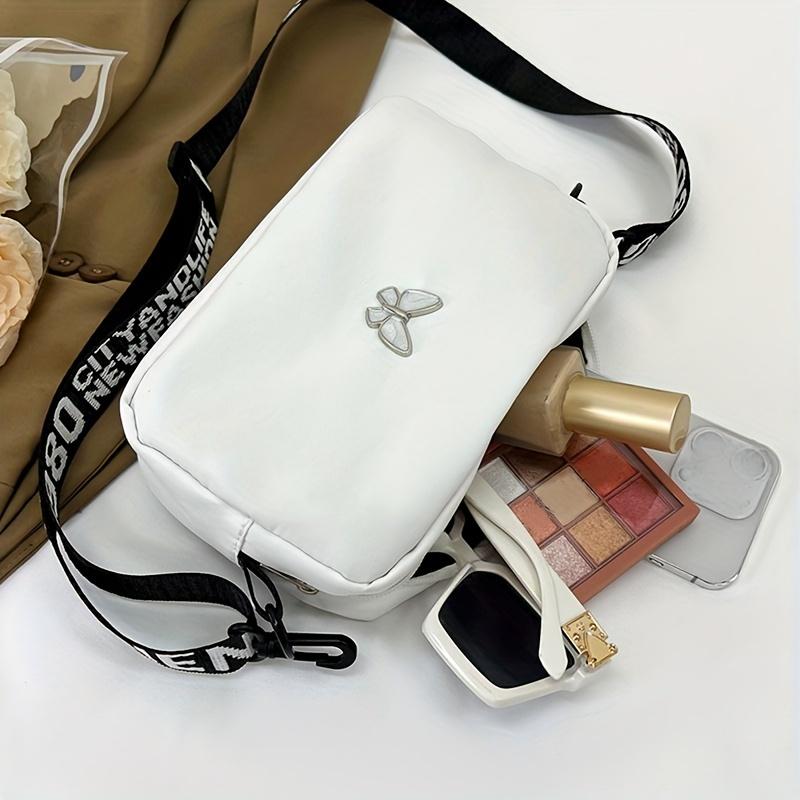 Nylon Fashion Simple Butterfly Small Square Bag  Lightweight Single Shoulder Crossbody Bags for Women Zipper Purses and Handbags