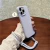 For iPhone 16 Pro Case Ice-Transparent Liquid Silicone+PC Phone Cover with Wrist Strap