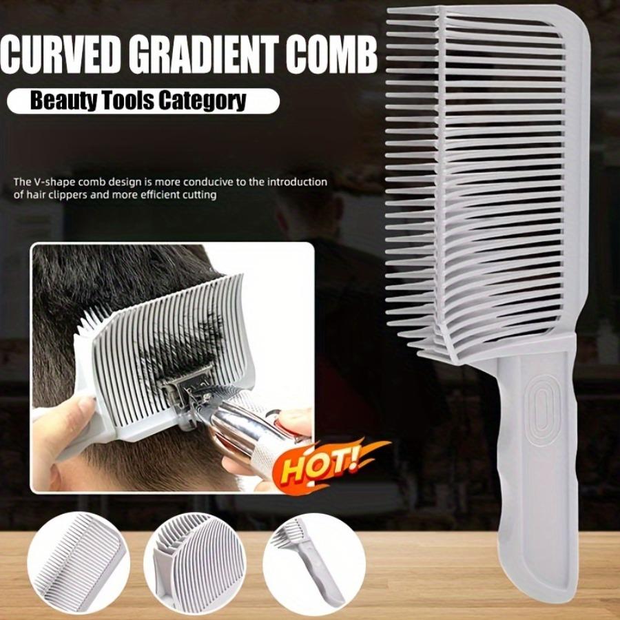 

Перукарські гребінці для вицвітання Стійкий до стрижки позиціонуючий гребінець Машинка для стрижки змішує гребінець для волосся з плоским верхом Чоловічий гребінець для волосся Салонний інструмент для укладання сірий
