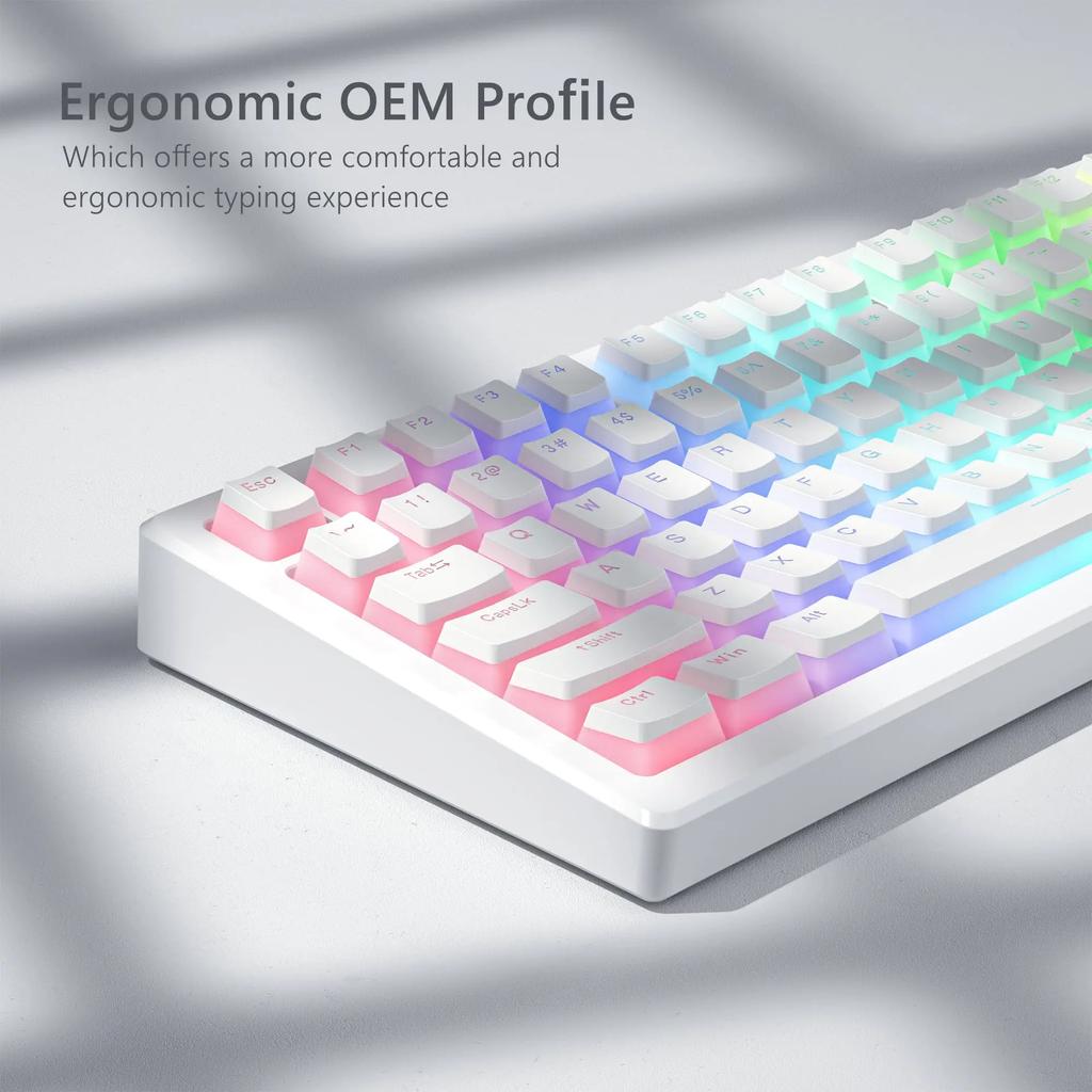Xiaomi 129 Key White Pudding PBT Double Shot Keycaps OEM Profile Custom Keycap Set for 100%, 75%, 65%, 60% Gaming Mechanical Keyboard
