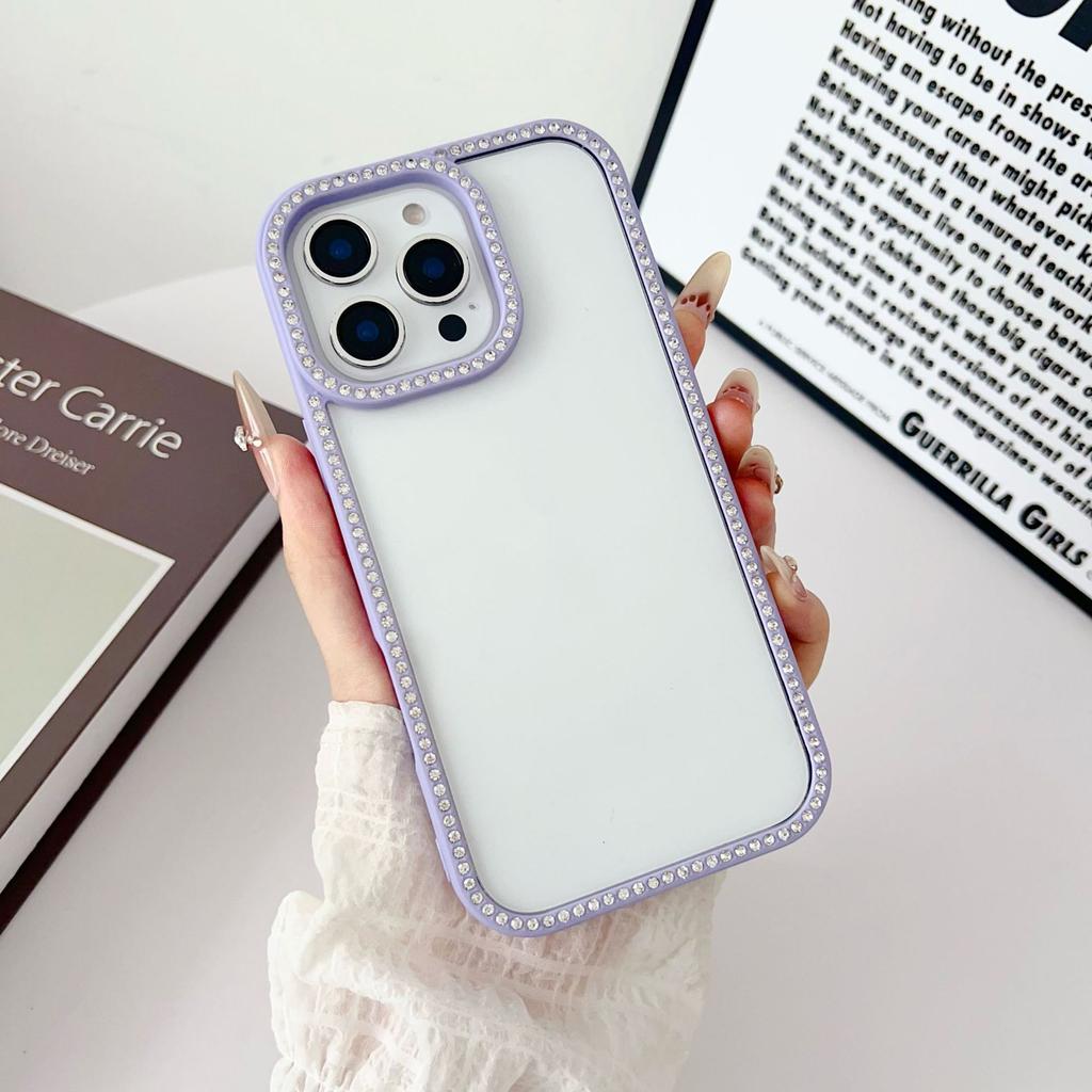 2-In-1 Double-sided Drill Mobile Phone Case Is Suitable for Apple 16PROMAX New 16 Simple 15 Large Holes with Diamonds 11/12