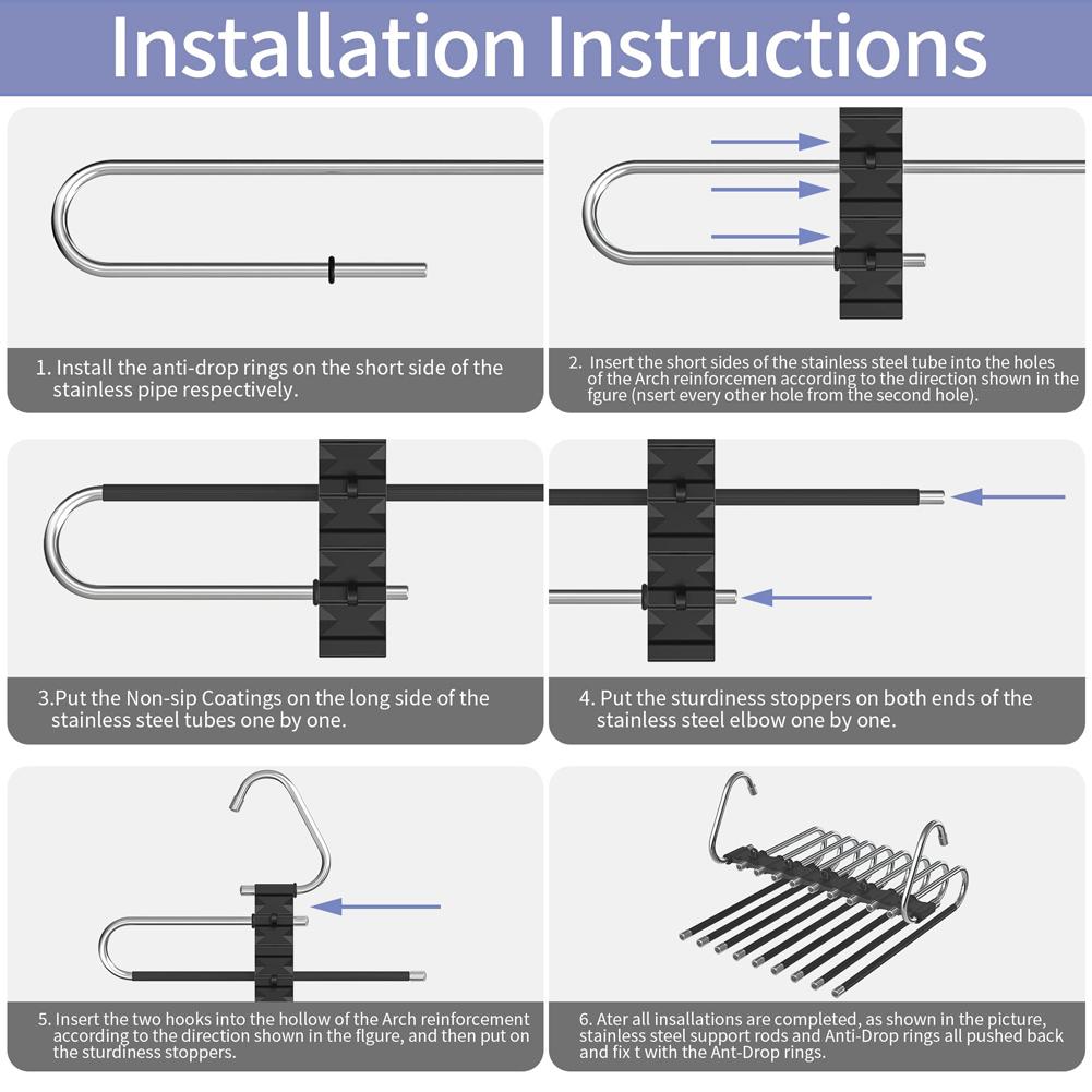5 Grids and 9 Grids Stainless Steel Folding Pants Hanger – Multi-Layer Magic Clips & Retractable Space-Saving Organizer