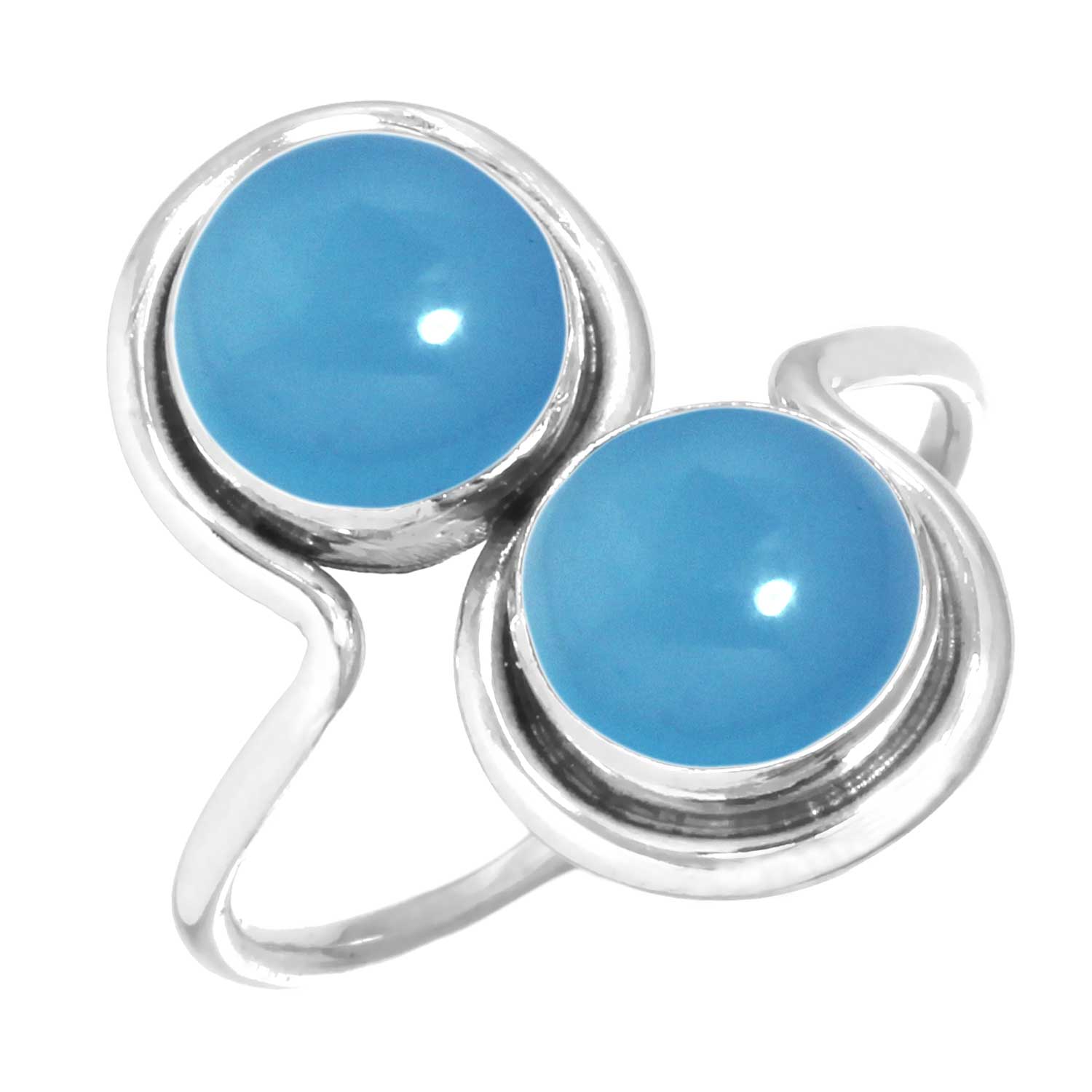 

Кольцо из стерлингового серебра 925 пробы с женским драгоценным камнем, ювелирное изделие ручной работы, новогодний подарок, аквамариновый халцедон, ракушка-ушка, синий солнечный камень, лабрадорит, пренит, бохо 6.5