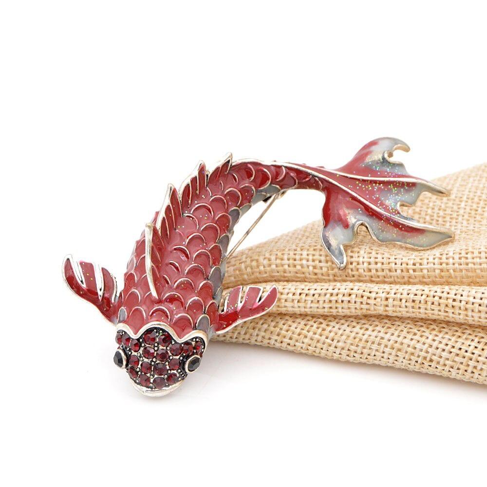 SKEDS Cute Fish Enamel Brooches For Women Kids Large Carp Pins Koi Animal Pin Fashion Girls Jewelry Coat Brooch Accessories Gift