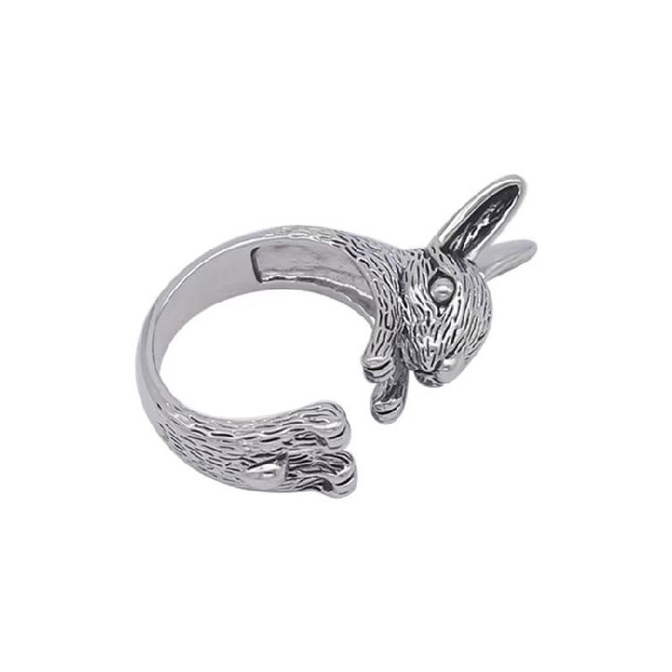 Anello Gotico Punk con Coniglio Forma di Coniglio Anelli a Dita Aperte Anelli Regolabili per Dita