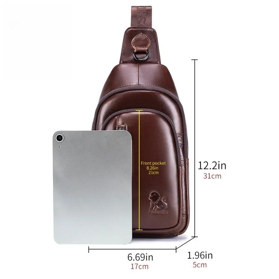 Men's Leather Chest Bag, Large Capacity Travel Crossbody Bag, Luxurious Designer Men's Bag, Outdoor Sports Shoulder Bags
