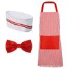 Carnivals Circus Waiter Cosplay Apron with Hat Red and White Stripe Chef Costume Roleplay Theme Party Kitchen Uniforms Dress Up