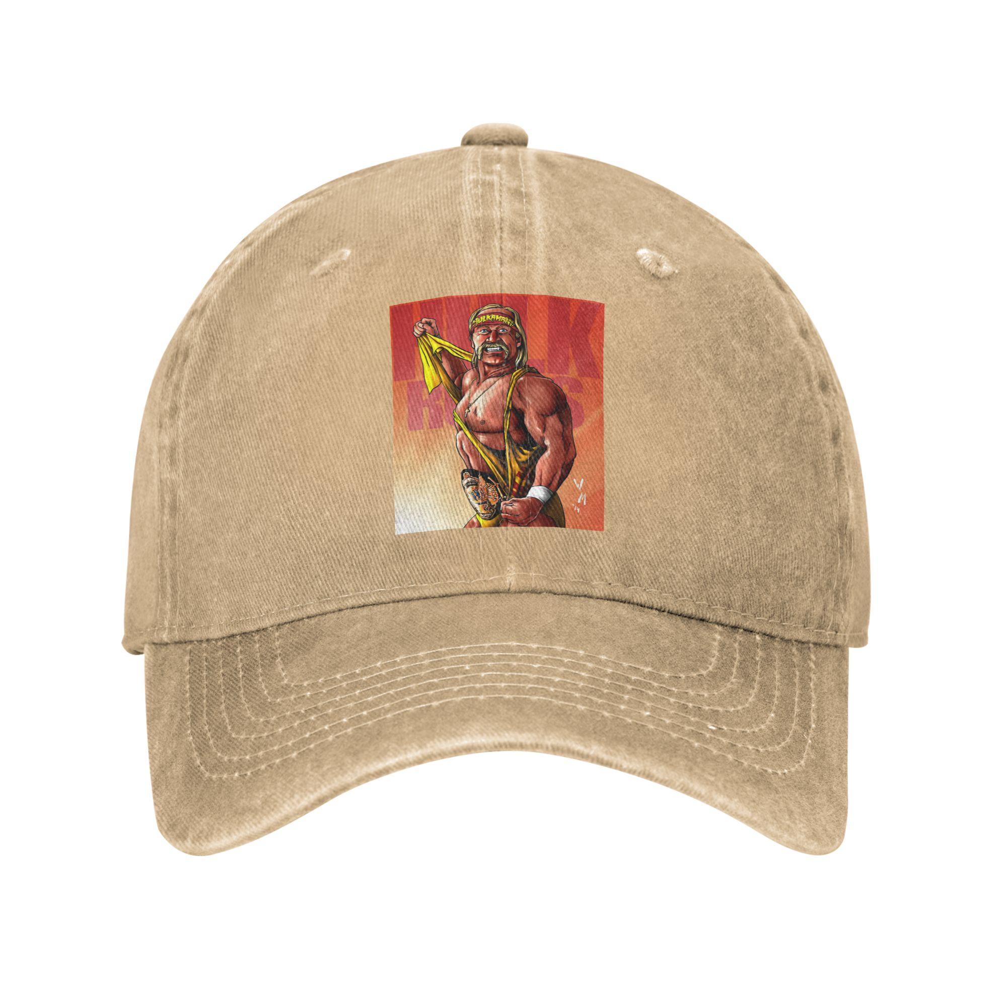 

Hulk Hogan Hulkamania Denim Baseball Caps Snapback Baseball Hats Breathable Casquette Outdoor for Men s And Women s One Size