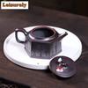 181ml Aesthetic Yixing Purple Clay Teapots Handmade Calligraphy All Directions Pot Raw Ore Bronze Mud Tea Making Kettle Zisha