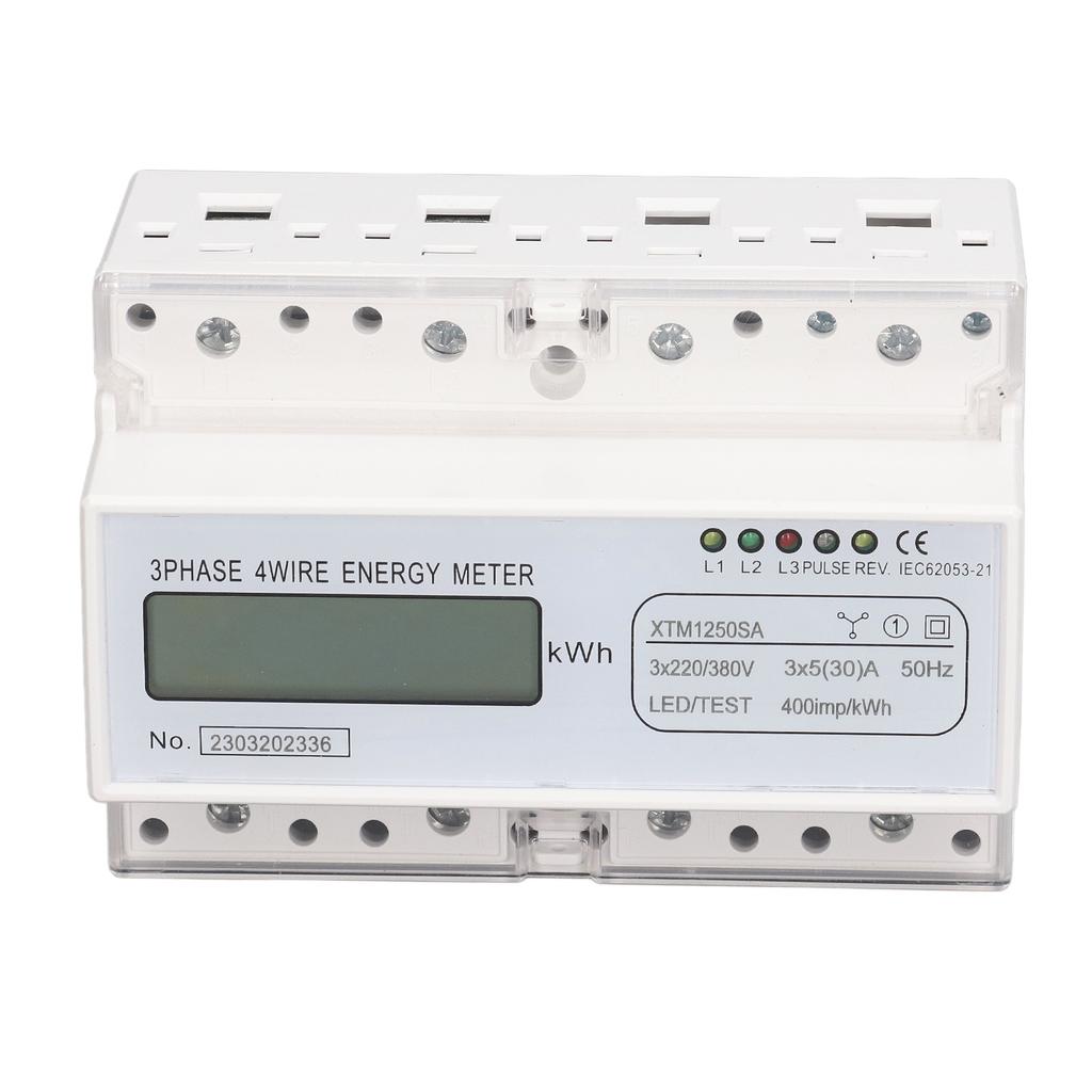 7-stelliger LCD-Elektrizitätszähler 35mm DIN-Schienenmontage 3-phasig 4-Leiter Stromverbrauchsmonitor