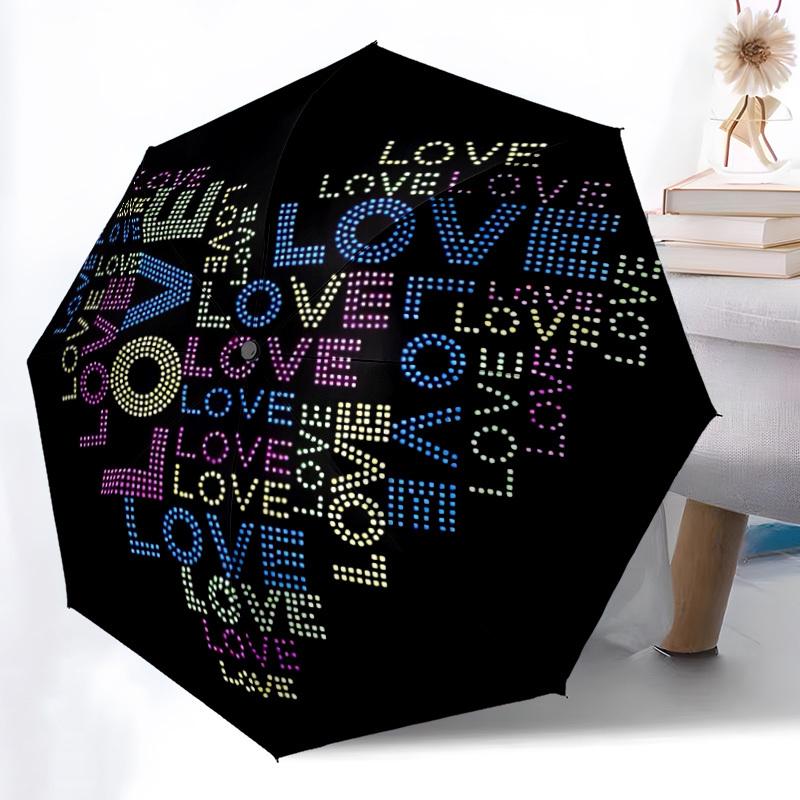 1pc Love Joy Automatic Folding Umbrella with 8-Rib Windproof Design, Portable Foldable Sunshade Umbrella For Halloween 080