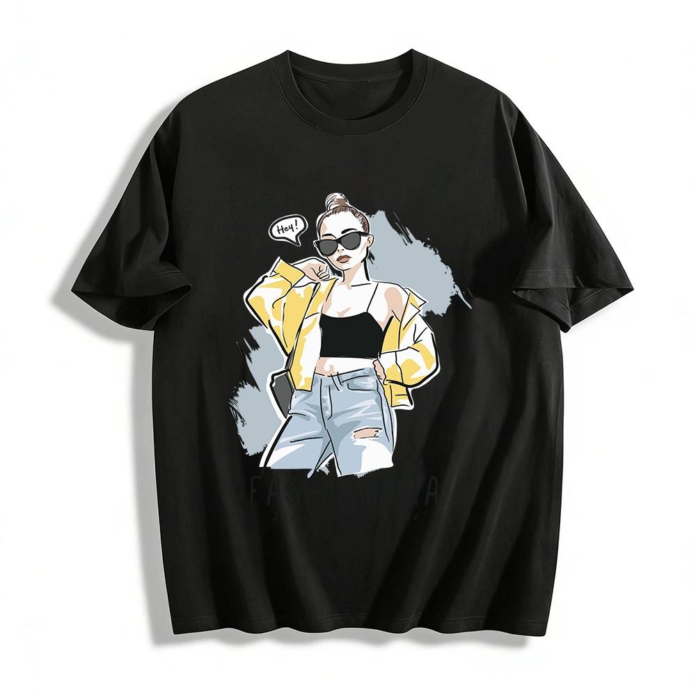 

Fashionista Style With Attitude Cool Street Trendy Graphic Tee Pure cotton T-shirt XXS