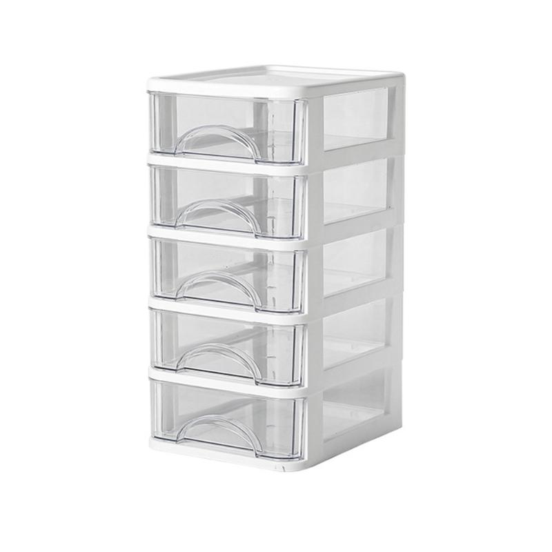 

Clear Storage Organizer Desk Organizer with Drawers Plastic Stationery Organizer Makeup Organizer Storage Box for Office білий