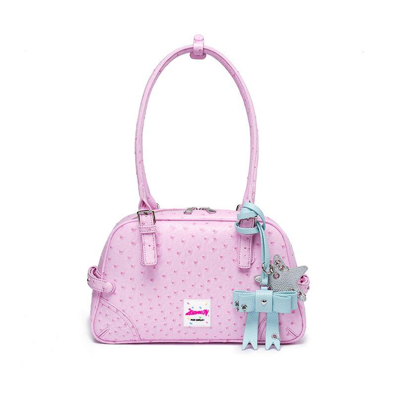 

Babylon Original Dodo Underarm Bag Кожа страуса Сладкий Крутой Милый Tongqin Рюкзак-боулинг Наплечная сумка PinkPink | dodo powder (without pendant)