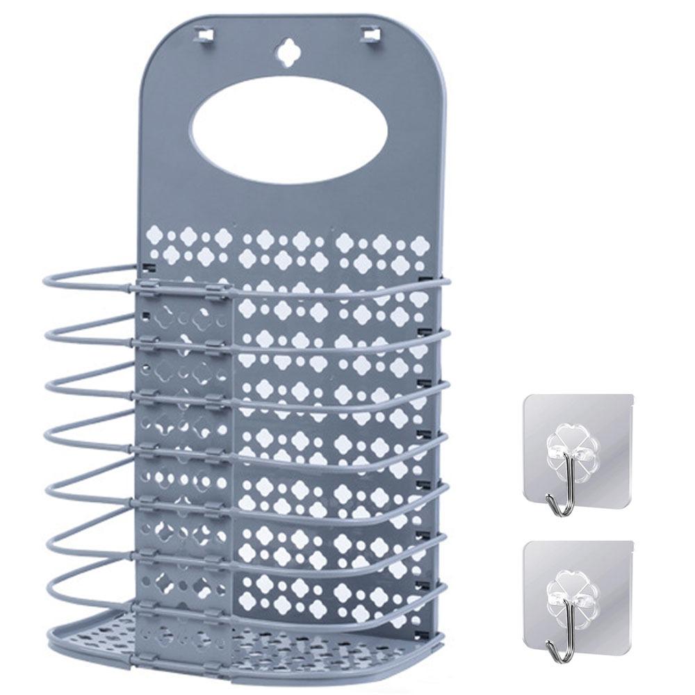 Kunststoff Schmutzwäschekorb Faltbar Multifunktional Wäschekorb Wandmontiert mit Haken Badezimmer Aufbewahrungsrahmen