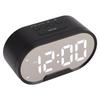 Digital Alarm Clock USB LED Display White Light Mirror Electronic Desktop Clock for Bedroom Living Room Office Black