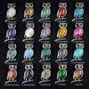 1Pc, Halloween Owl Shape Reiki Healing Crystal Pendant Brooch Pin, Unique Dual Purpose Design, for DIY Unisex Necklace Accessories or Hanging Clothes