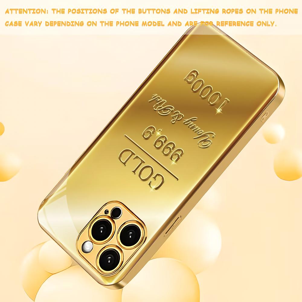Kreative goldene Ziegel-galvanisierte Glas-Handyhülle geeignet für iPhone 17 16 15 14 13 12 11 Pro/Max/Plus stoßfeste Rückseite