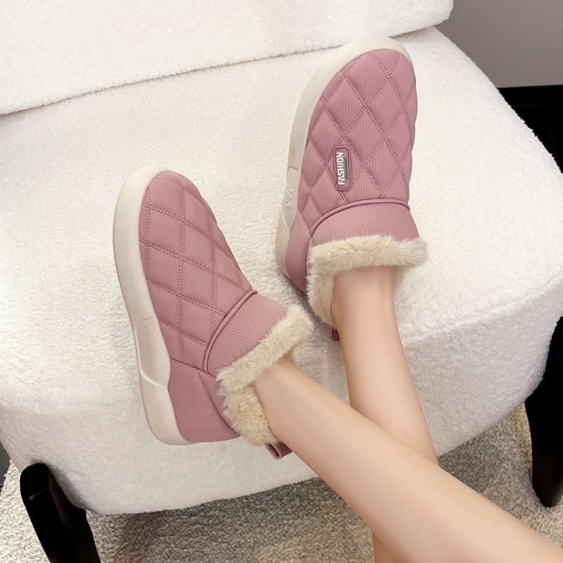 New winter velvet thickened outer wear bag and cotton slippers women's non-slip and snow-proof lightweight student home indoor cotton shoes