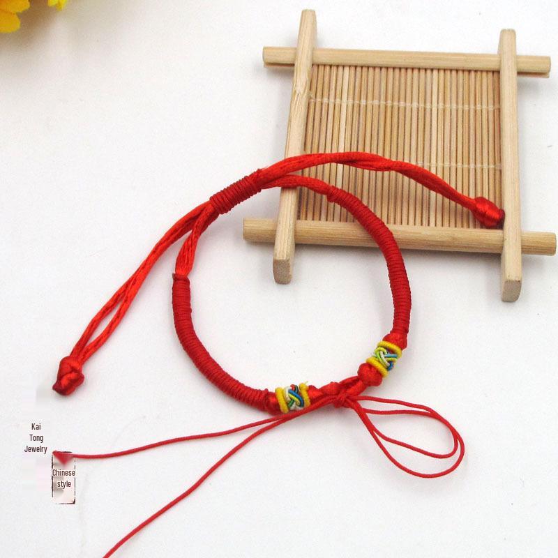 DIY Handmade Braided Red Rope Bracelet Kit with Colorful Accessories