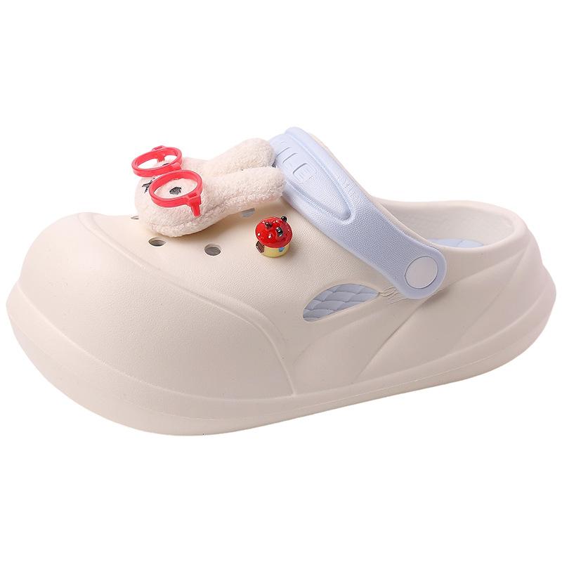 Cute Cartoon Miffy Rabbit Two Wearing Hole Shoes Women's Summer Platform with Skirt Non-slip Outer Bag Head Sandals