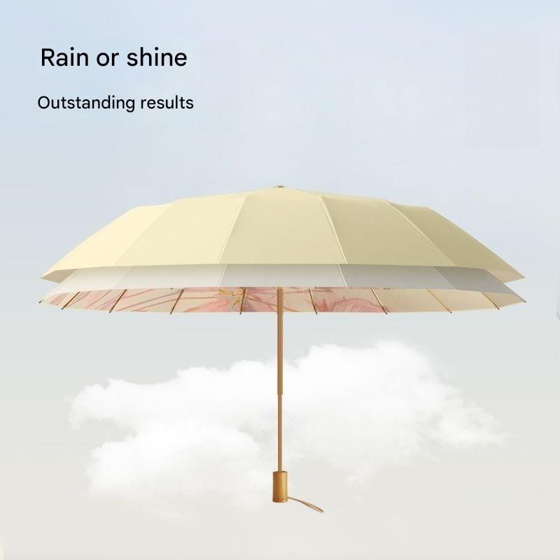 Colored Glue Umbrella Cloth Sun-protective UV-protective Folding Rainproof Windproof Dual-purpose Women's Craft Umbrella