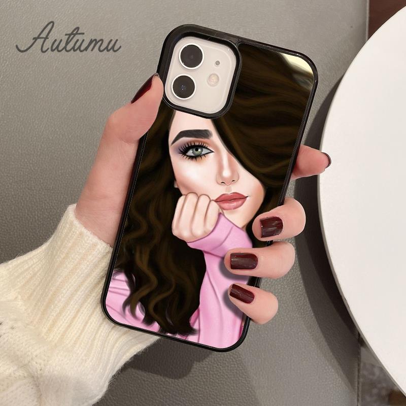 Brunette Blonde Girl Cute Phone Case for iPhone 11 12 13 14 Pro Max mini XR XS SE 2020 6S 7 8 Plus Samsung Galaxy S21 S22 Cover
