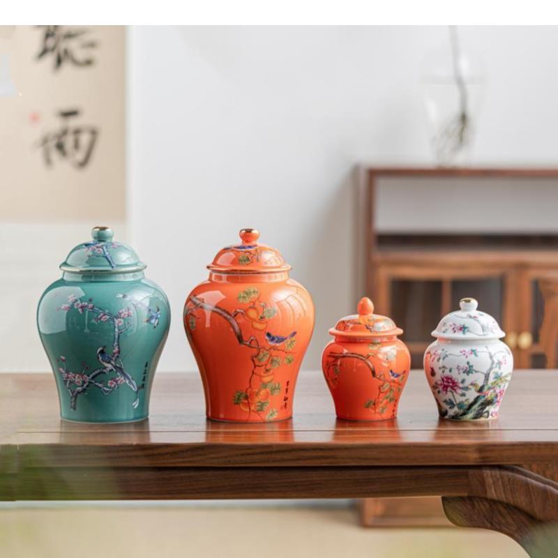 Ceramic Tea Canisters Small Storage Tanks Sealed Jars Chinese Porcelain Tabletop Container Coffee Sugar