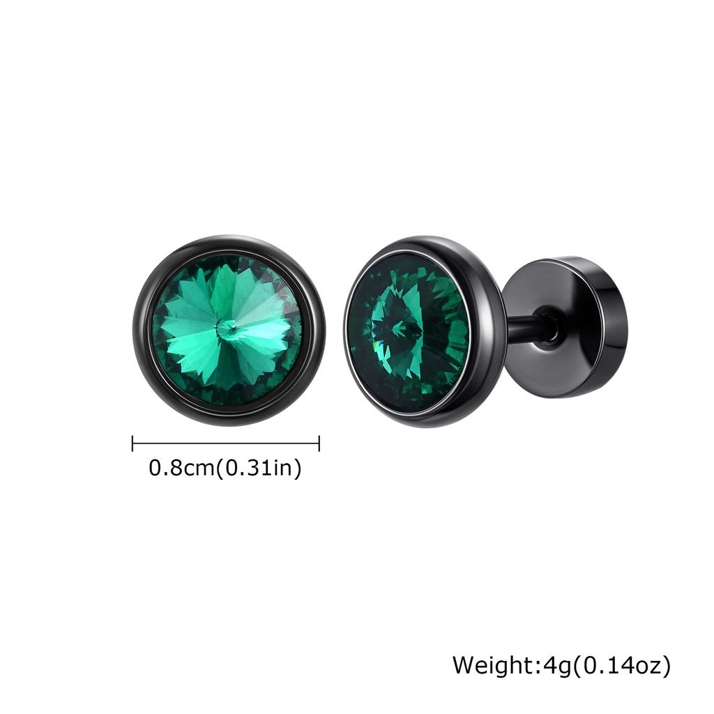 Anti Allergy Round Zircon Stud Earring for Men,AAA CZ Stone Stainless Steel Ear Stud,Hip Hop Classic Jewelry Gift