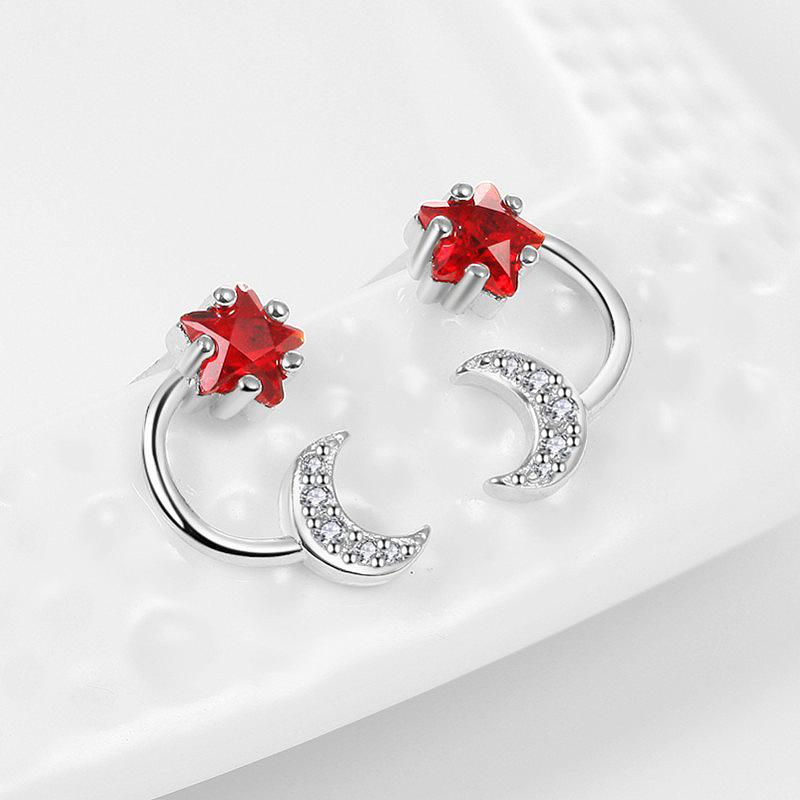 

HuiSept 925 Silver Earrings Star Moon Shaped Ruby Zircon Gemstones Jewelry Stud Earrings Ornaments for Women Wedding Wholesale червоний