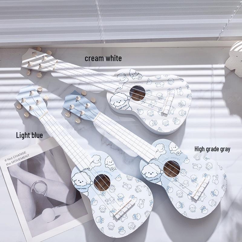 

Charming Line Art Ukulele - Entry-Level Instrument for All Ages Little Dog [Cream White]