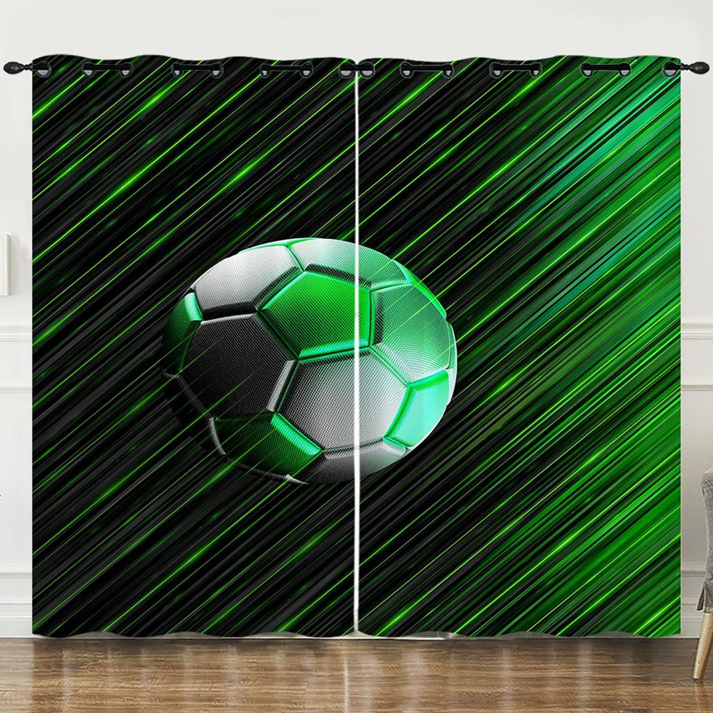 Curtains Sports World Cup 3D Digital Printing Blackout Curtain Punching