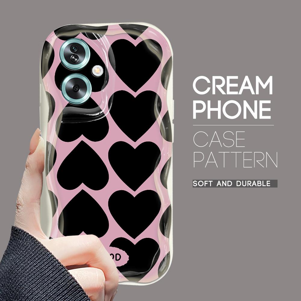 

Милый мультяшный узор, кремовая текстура, мягкий силиконовый чехол с волнистыми краями, чехол для телефона для OPPO Reno Realme Realme C63 белый