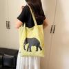 Spring and summer simple canvas elephant printing large capacity versatile relaxation shoulder bag environmental protection tote bag