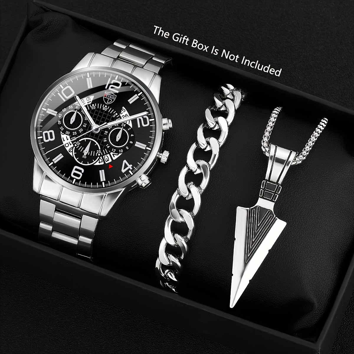 Watch Three-Piece Men S Accessories Watch Ring Necklace Bracelet Men S Quartz Watch