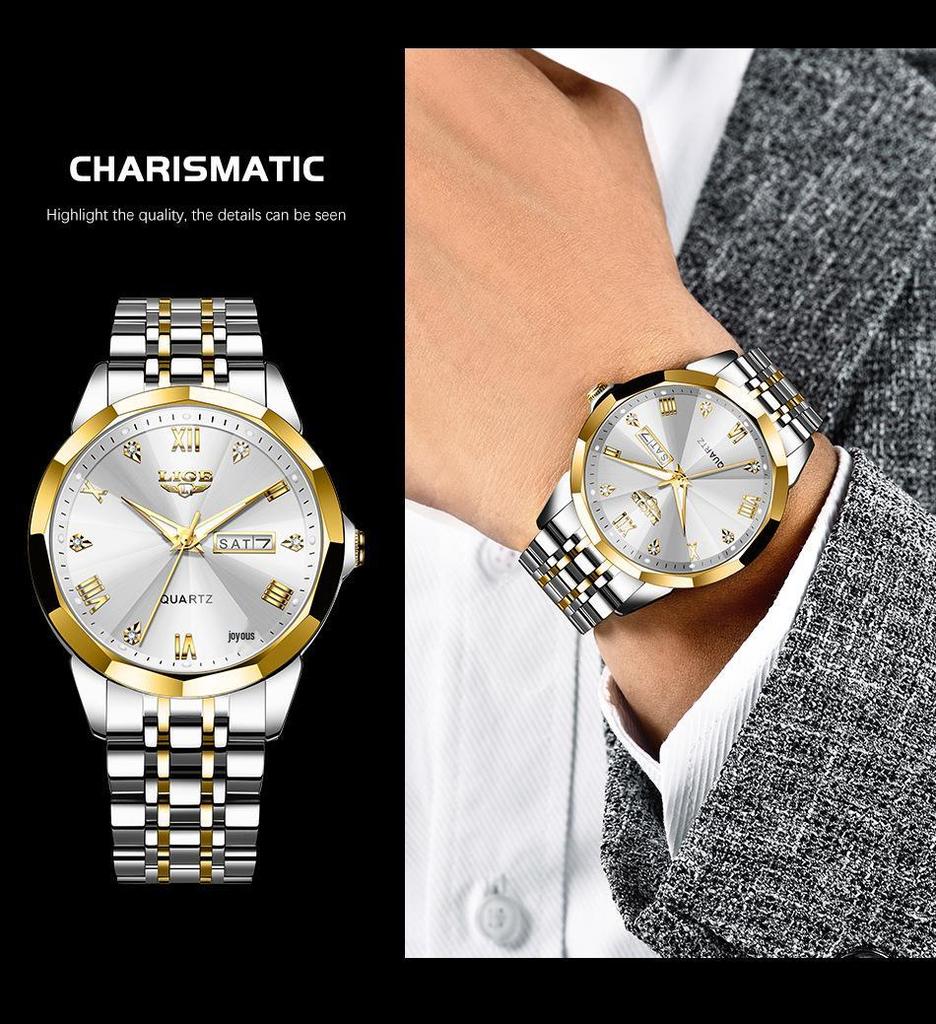 LIGE Men's Waterproof Luminous Quartz Watch – Dual Calendar, Multifunctional Business Wristwatch