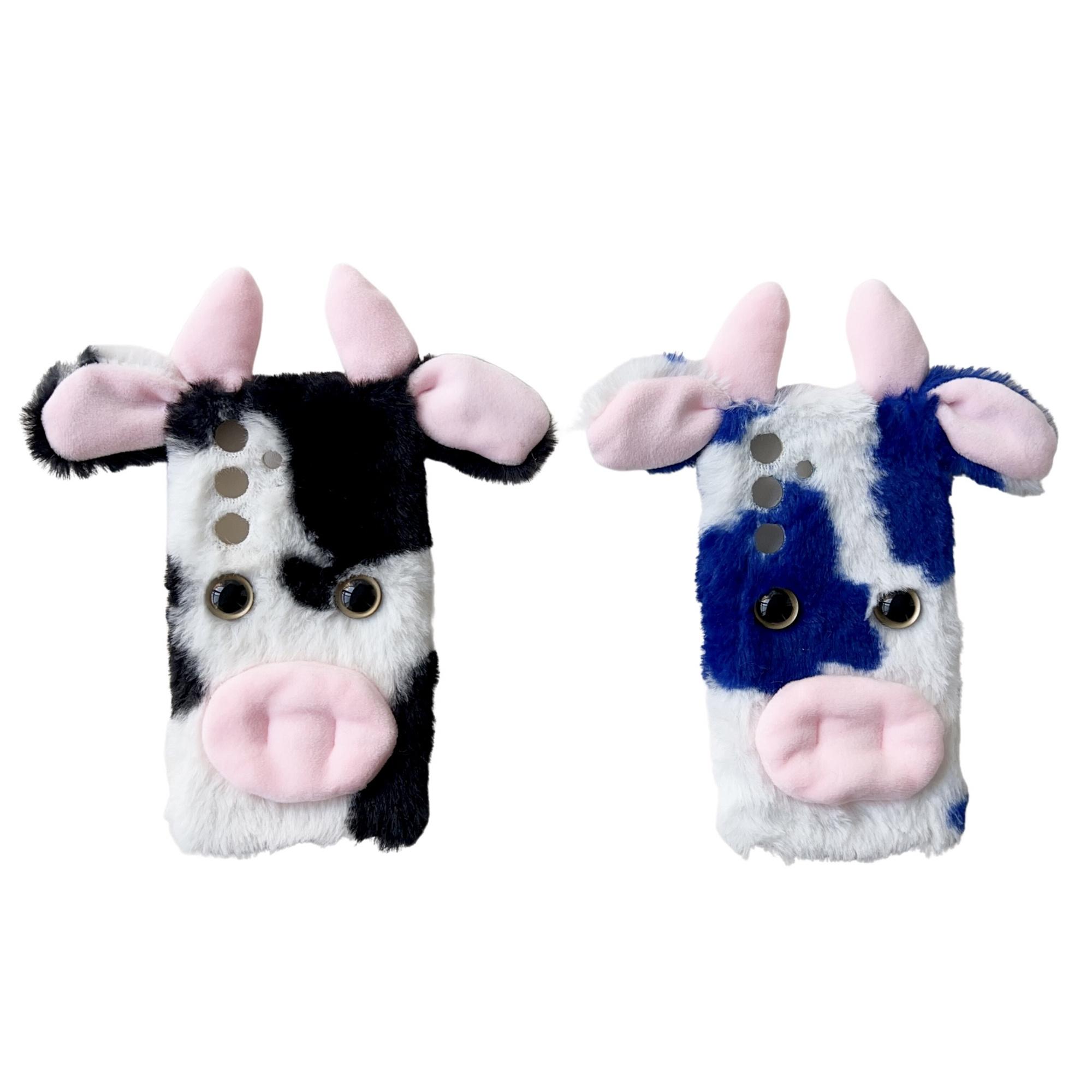 

For Samsung Galaxy S24 Case Cute Stylish Cows Ear Furry Soft TPU Case Blue