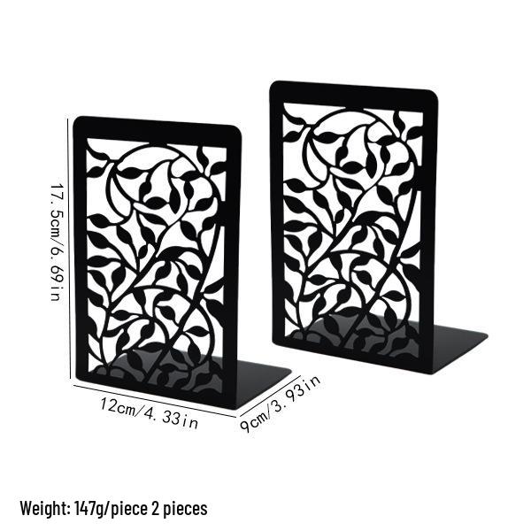 Creative Wrought Iron Metal Book Storage Rack and Personalized Hollowed-Out Bookends
