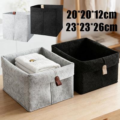 Filz-Aufbewahrungskorb Schreibtisch-Organizer-Box Mehrzweck-Organizer Kleidung Zeitschriften-Aufbewahrung Schwarz Grau Heimdekoration
